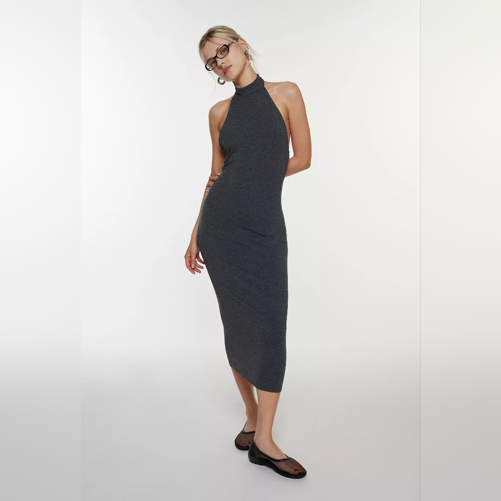 Silence & Noise Kaley Gray Mock Neck Halter Midi, Size M, NWOT